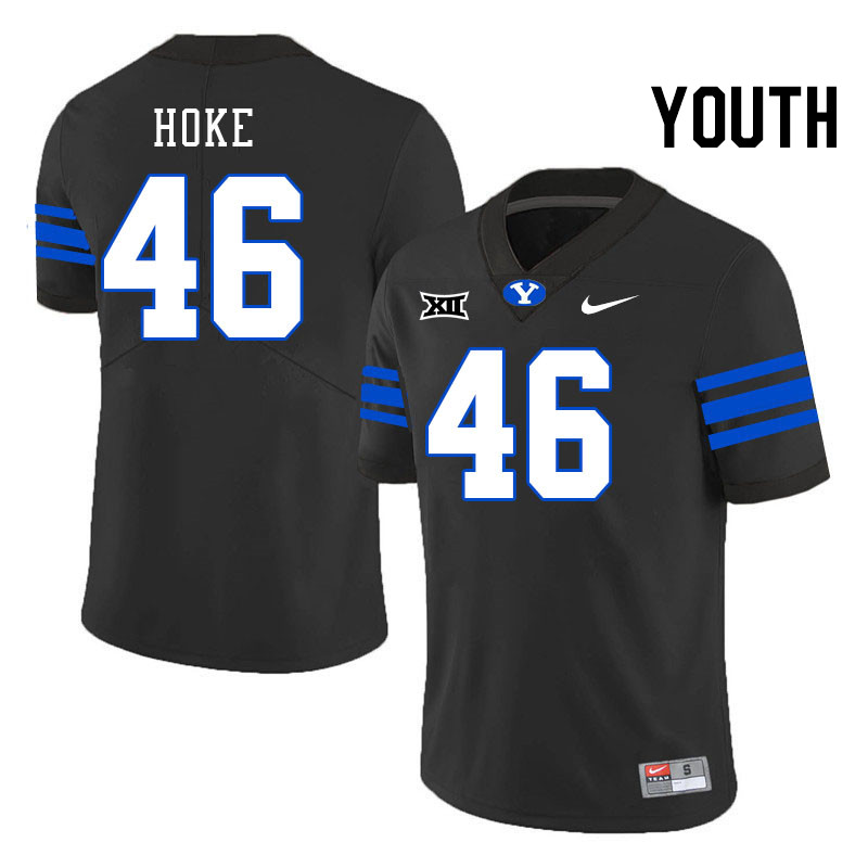 Youth #46 Nathan Hoke BYU Cougars College Football Jerseys Stitched Sale-Black